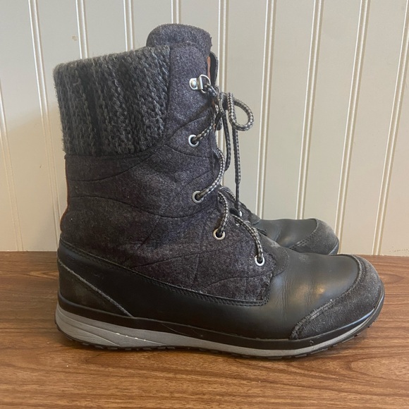 Salomon Hime Mid Winter Snow Boots Knit Leather Suede Lace Up Grey Black Size 9 - Picture 1 of 16